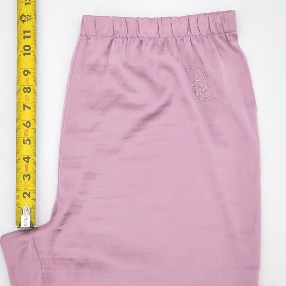 Juicy Couture Satin Pajamas Pants Womens XL Rhinestone Bling Y2K Retro Pastel - Picture 9 of 9